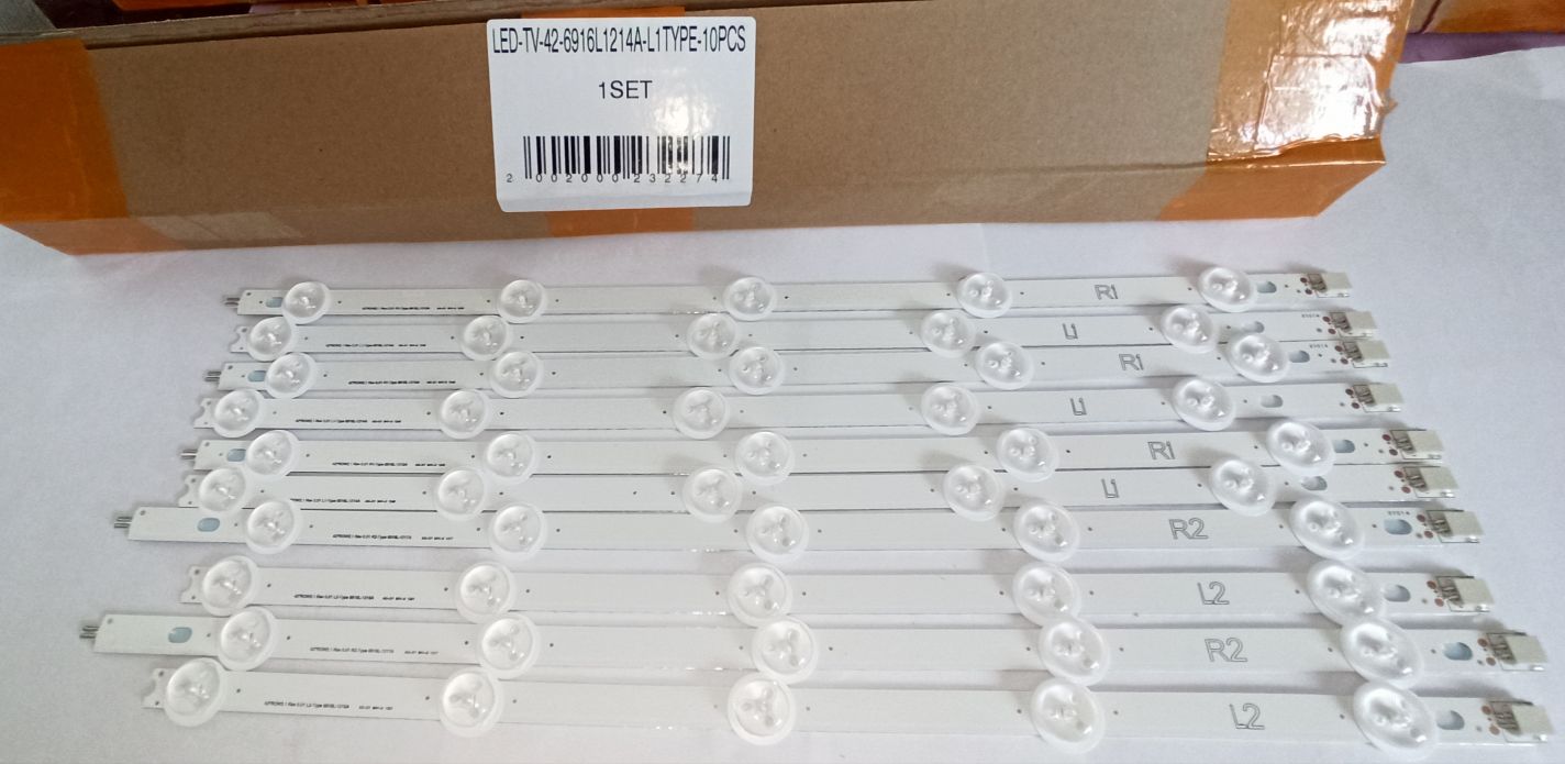 Светодиодная подсветка для телевизоров LG 42LN*, 42LA*, AGF78326501, 42″ ROW2.1, 6916L-1214A, 6916L-1215A, 6916L-1216A, 6916L-1217A (комплект, 10 шт) R1-412 мм, L1-412 мм, R2-427 мм, L2-397 мм