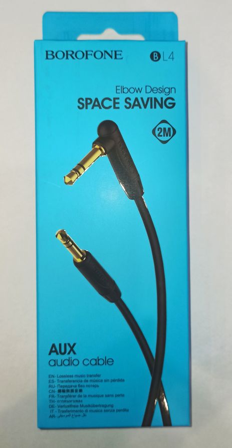 Кабель AUX 3.5mm 2.0м угол BOROFONE BL4 (Black)