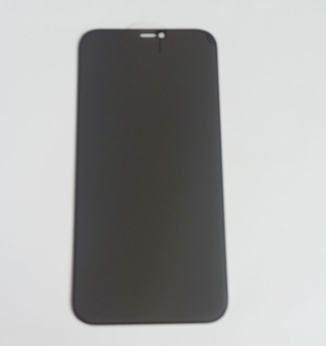 Защитное стекло “Антишпион” для iPhone 12 Pro Max Черное (Закалённое, полное покрытие)