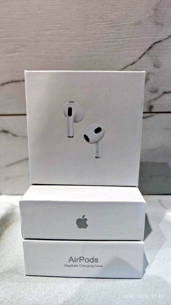 TWS Гарнитура Bluetooth Apple AirPods 3 поколение 1:1 (c лого) с беспроводной зарядкой, вкладыши