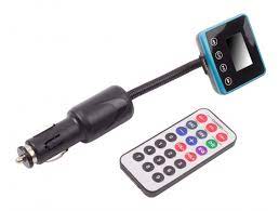 FM модулятор 143 (гибкая  нога) SD/USB/micro sd+пульт +USB синий
