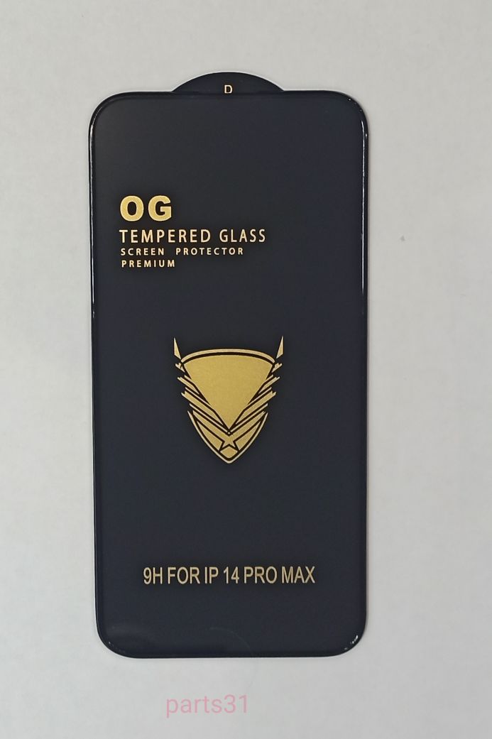 Защитное стекло для iPhone 14 Pro Max “С бортиком” OG, Anti-Shock,Черный