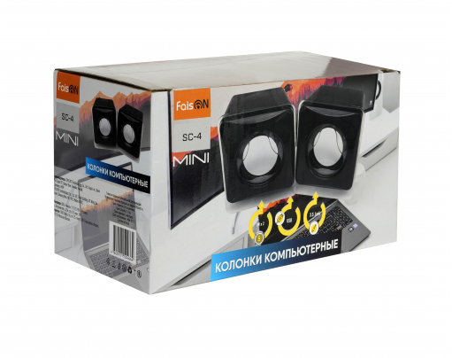 Колонка компьютерная FaisON, SC-4, MINI, цвет: чёрный