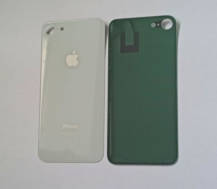 Задняя крышка для iPhone 8 белый (стекло, широкий вырез под камеру, логотип) OR