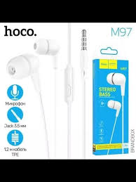 Наушники Hoco M97 (вакуумные 3.5 mm jack) 1.2м Stereo Bass. с микрофоном Белый