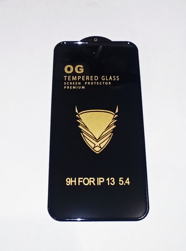 Защитное стекло для iPhone 13 mini “С бортиком” OG Anti-Shock,Чёрный