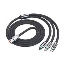 Кабель USB – 3 в 1 (Lightning + MicroUSB + Type-C) 6A, 1 м Черный