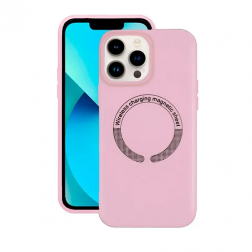 Накладка задняя для APPLE iPhone 15 Pro Max (6.7), Soft Touch, MagSafe, цвет: розовый, светлый, с вырезом под камеру