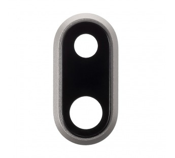 Стекло камеры для iPhone X в рамке Серебро