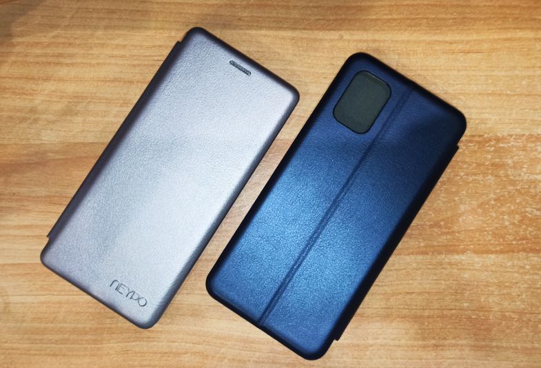 Чехол книжка Samsung Galaxy A715 ( A71) PREMIUM, с силиконовым креплением,NEYPO (серебро.синий)