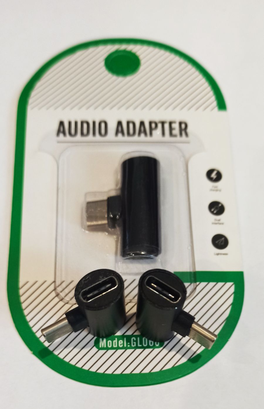 Переходник Type-C(m) – 2x Type-C(f) GL068, круглый, цвет: чёрный