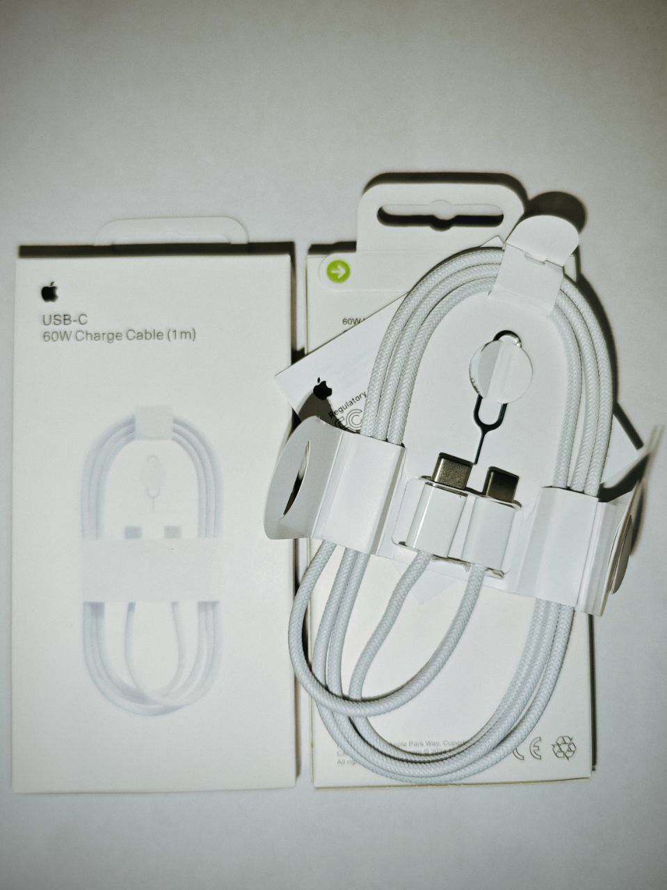 Кабель Type-C – Type-C для iPhone 60W + скрепка оплетка нейлон OR (iPh15-16) с лого,в коробке