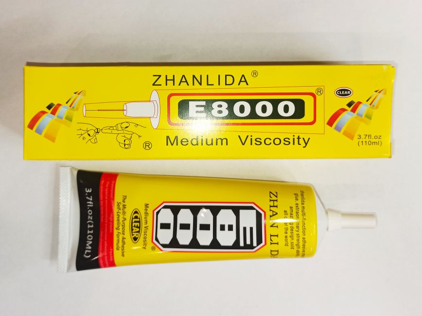 Клей E-8000 110 мл. (прозрачный) клей/герметик для проклейки тачскринов (4-6 минут высыхание при t18-32`твердость 65-80A,вязкость 3200mpa.s)