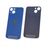 Задняя крышка для iPhone 13 синий (стекло, широкий вырез под камеру, логотип) OR