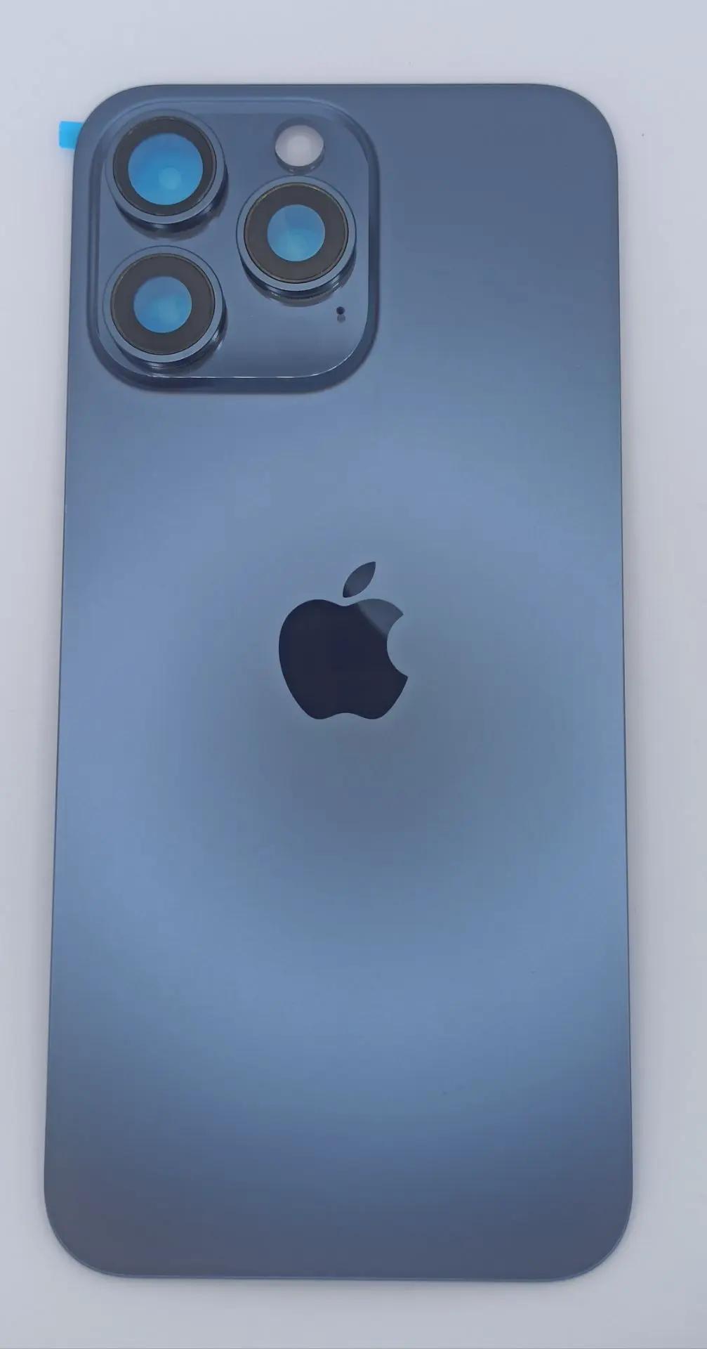 Задняя крышка для iPhone 15 Pro Max Синий в сборе со стеклом камеры (стекло,монолит, MagSafe, логотип)  – OR