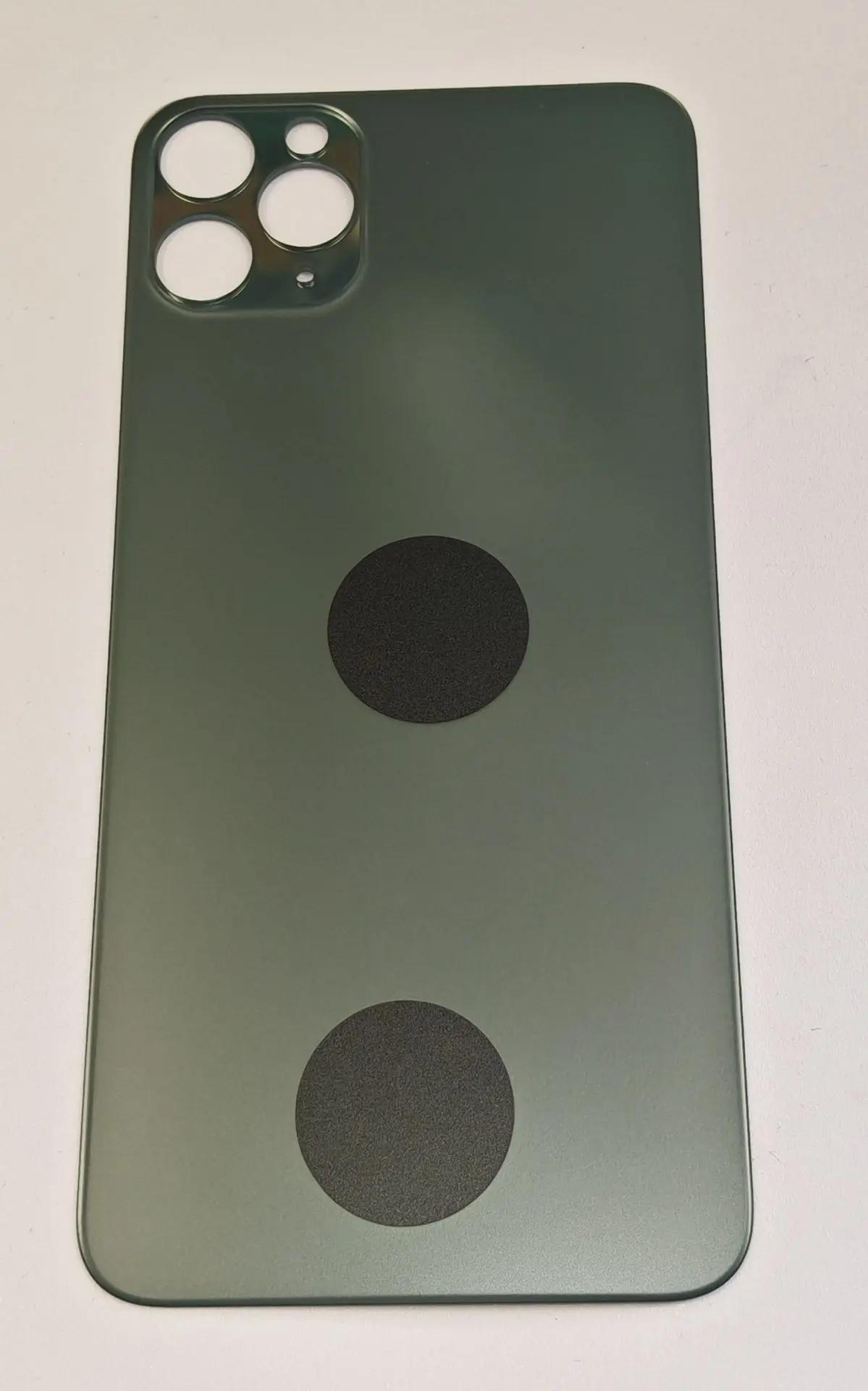 Задняя крышка для iPhone 11 Pro Max темно-зеленый (стекло, монолит, широкий вырез под камеру, логотип) – OR