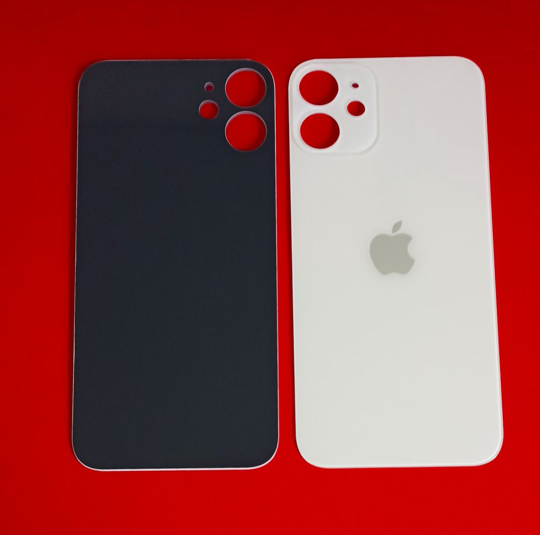 Задняя крышка для iPhone 12 Mini белый (стекло, монолит, широкий вырез под камеру, логотип) – OR