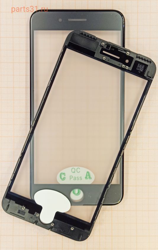 Стекло для переклейки iPhone 7 Plus в сборе с рамкой, OCA Черное