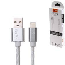 Кабель USB – Lightning ( 8 pin для iPhone ) FaisON FX2 LINE, 1.0м, круглый, 2.1A, ткань серебряный