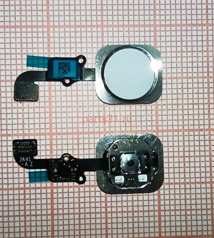 Шлейф для iPhone 6/6 Plus на кнопку HOME в сборе (белая) кант серебро