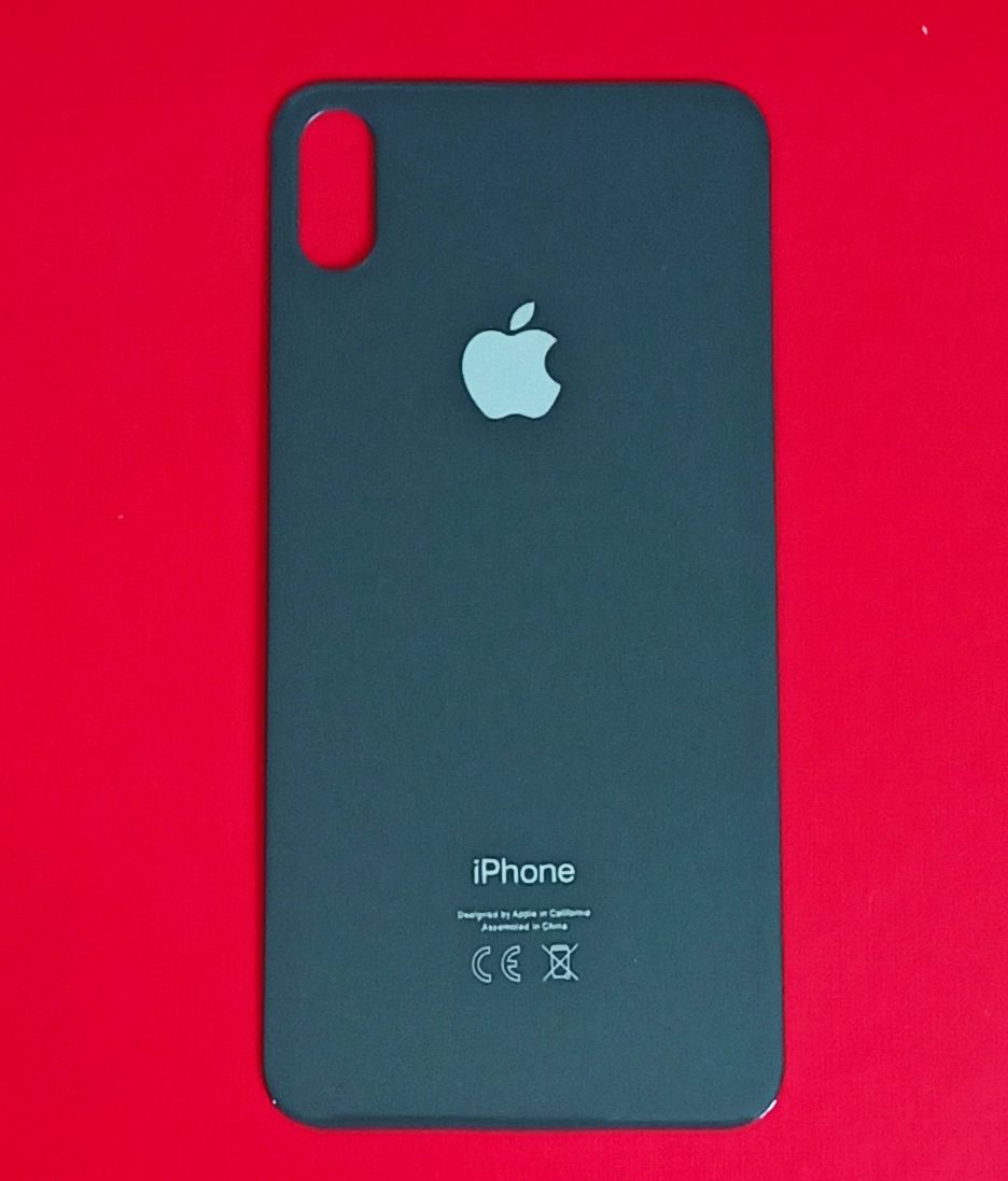 Задняя крышка для iPhone XS MAX чёрный (стекло, широкий вырез под камеру, логотип) OR
