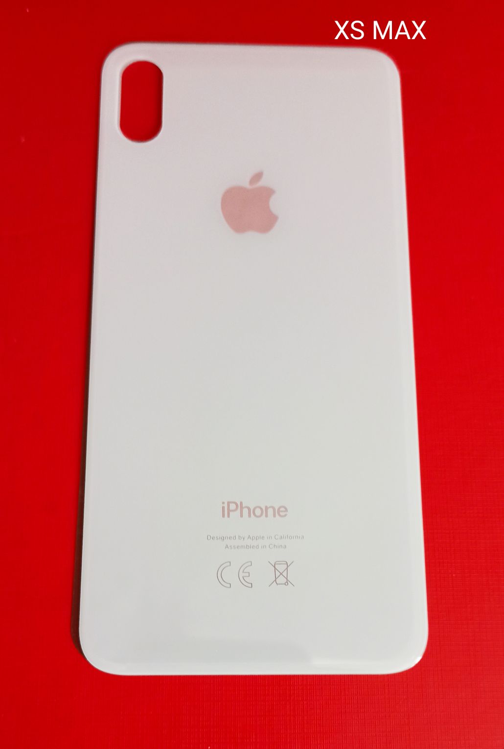 Задняя крышка для iPhone XS MAX белый (стекло, широкий вырез под камеру, логотип)