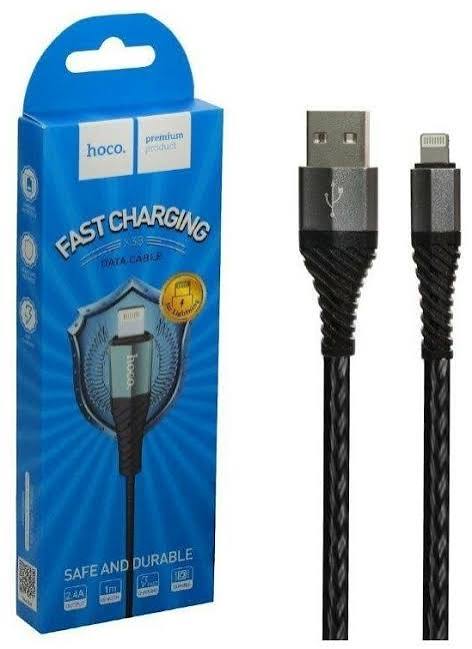 Кабель USB – Lightning ( 8 pin для iPhone ) Hoco X38 (2.4A, оплетка нейлон) Черный