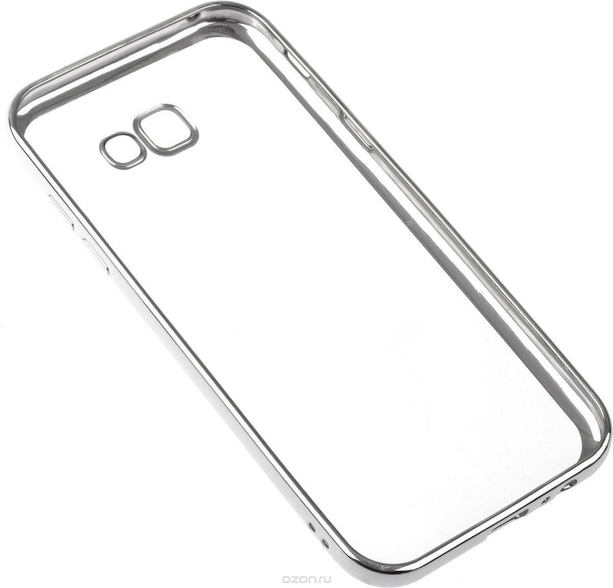 Чехол задняя накладка Samsung Galaxy A700 ( A7 2015) серебристый  с хром.контуром