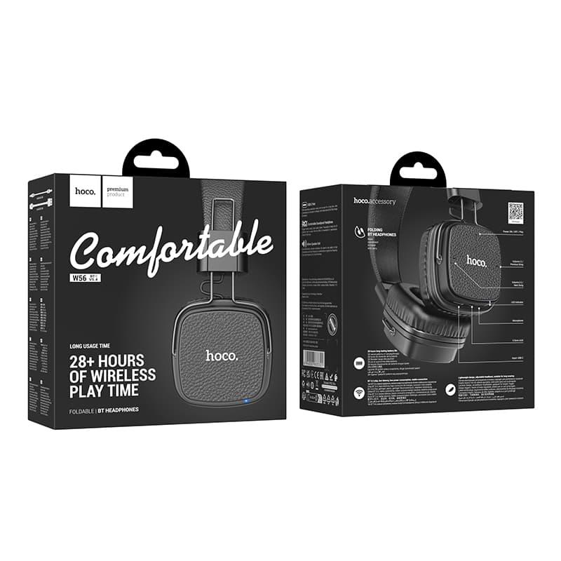 Беспроводные наушники Bluetooth Hoco W56 (накладные) 250 мАч; Время зарядки: 2 часа,Bluetooth 5.4