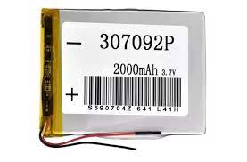 Аккумулятор универсальный 307092p 3,7v Li-Pol 2000 mAh (3*70*92 mm)