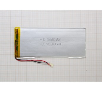 Аккумулятор универсальный 3555130p 3,7v Li-Pol 3000 mAh (3.5*55*130 mm)