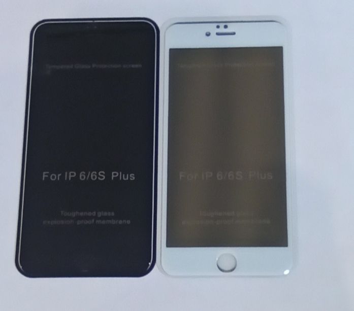 Защитное стекло “Антишпион” для iPhone 6 Plus/ 6S Plus Черное (Закалённое, полное покрытие)