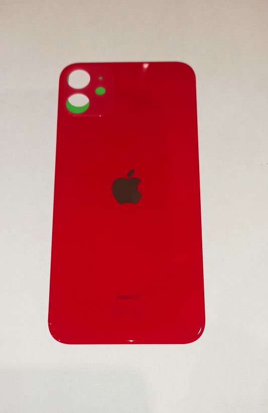 Задняя крышка для iPhone 11 Красный (стекло, монолит, широкий вырез под камеру, логотип) OR