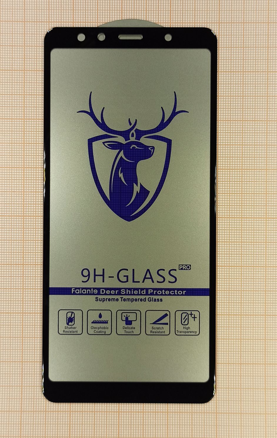 Защитное стекло “Премиум” для Samsung A750F (A7 2018) Черное