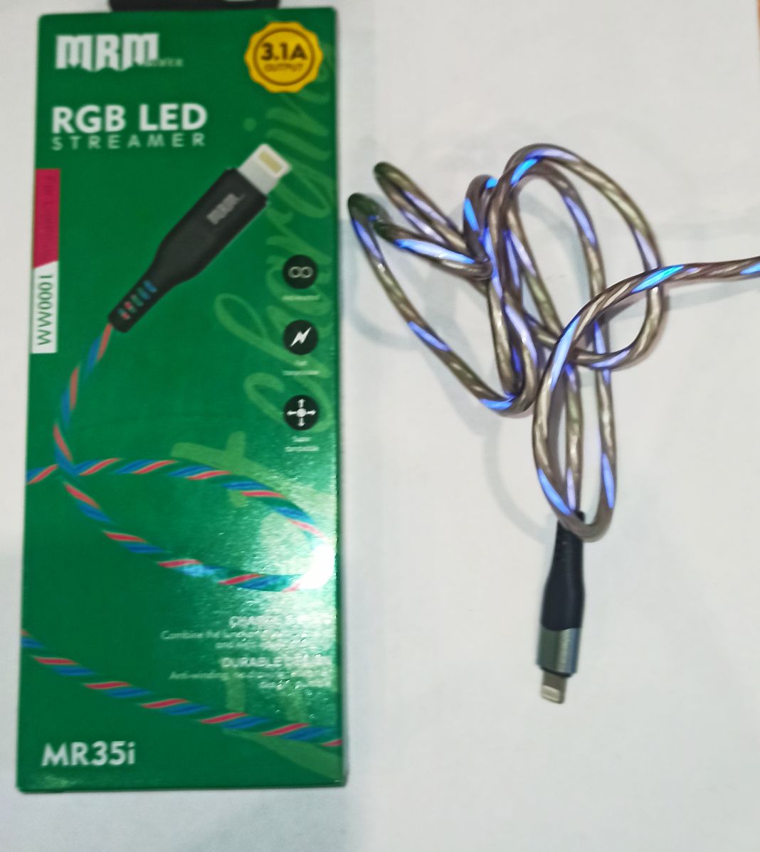 Кабель USB – Lightning ( 8 pin для iPhone ) MRM MR35 3.1A.1м RGB LED