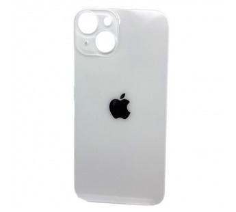 Задняя крышка для iPhone 14 Plus белый (стекло, широкий вырез под камеру, логотип)