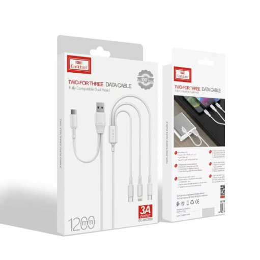 Кабель USB 4 в 1 Type-C – 8 pin, Type-C, микро USB Earldom EC-IMC029, 1.2м, 2.4A, цвет: белый