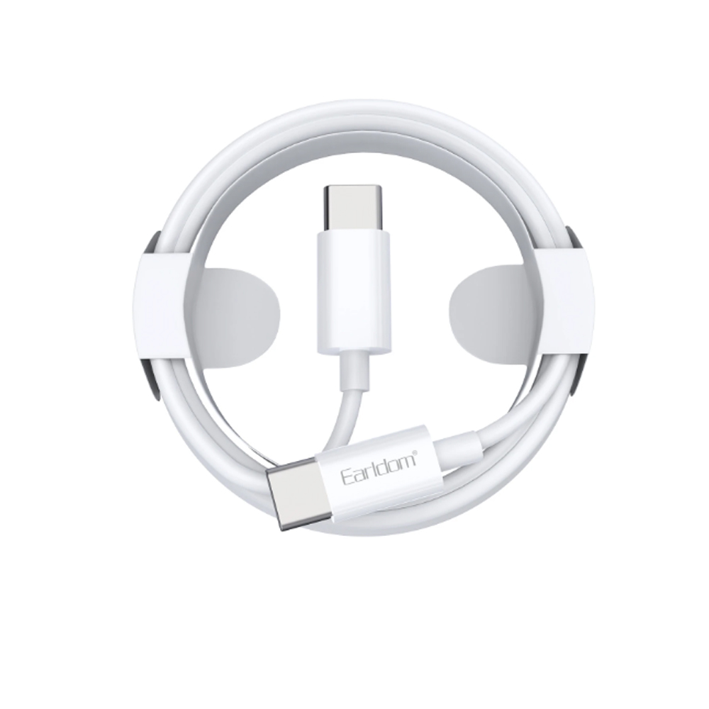 Кабель Type-C – Type-C Earldom EC-166C, 1.0м, 2.4A, PD 60Вт, цвет: белый