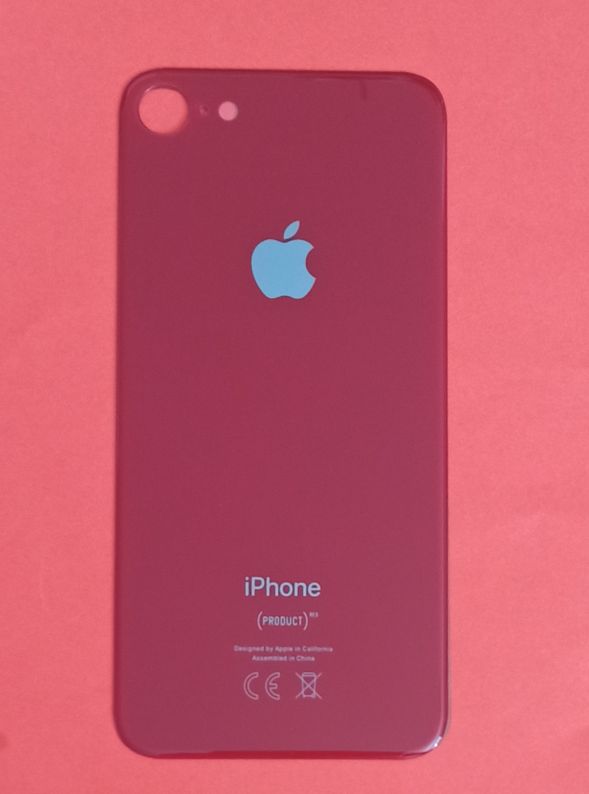 Задняя крышка для iPhone 8 красный (стекло вырез под камеру, логотип) OR