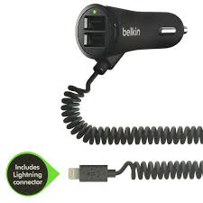 Зарядка авто Belkin ( блок + кабель 8 pin Lightning ) 2,1A.черный