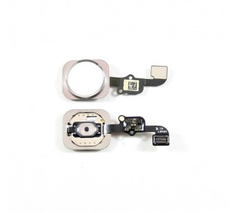 Шлейф для iPhone 6S/6S Plus на кнопку HOME в сборе (белая) кант серебро