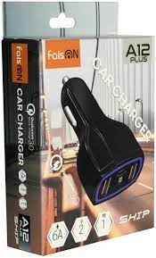 Блок питания автомобильный 2 USB, Type-C FaisON A12 Plus, Ship, 3000mA, 36Вт, QC3.0, PD, цвет:чёрный