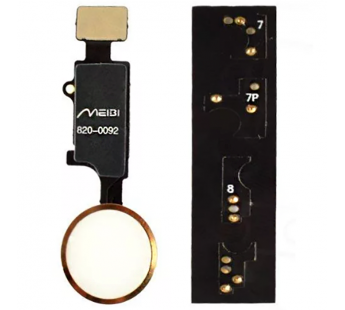 Шлейф для iPhone 7/7 Plus/8/8Plus/SE2 / SE3 на кнопку HOME в сборе Белая,кант золото Премиум