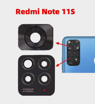 Стекло камеры для Xiaomi Redmi Note 11S 4G (2201117SY) в сборе с рамкой Черный