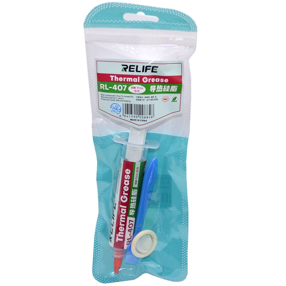 Термопаста Relife RL-407 (20 г, 6 Вт/мК, силиконовая, красная)