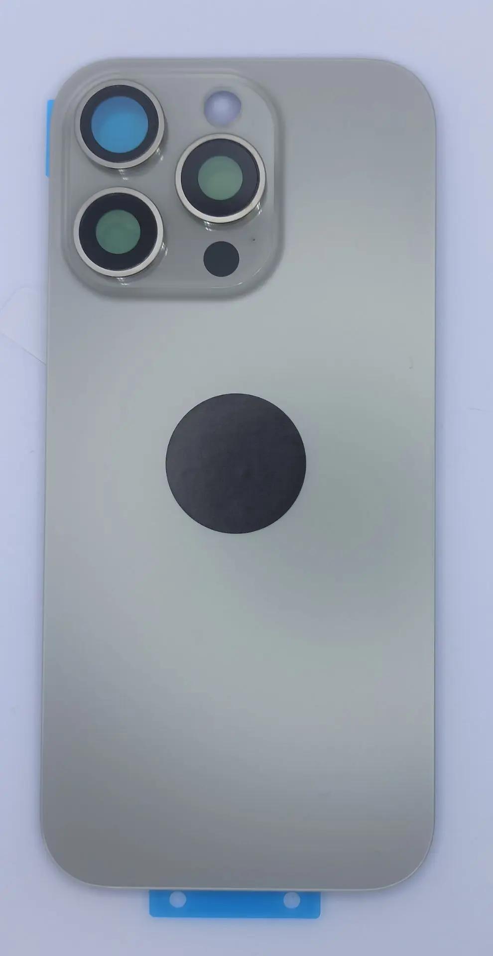 Задняя крышка для iPhone 16 Pro в сборе со стеклом камеры Серый (стекло, монолит, MagSafe, логотип) OR