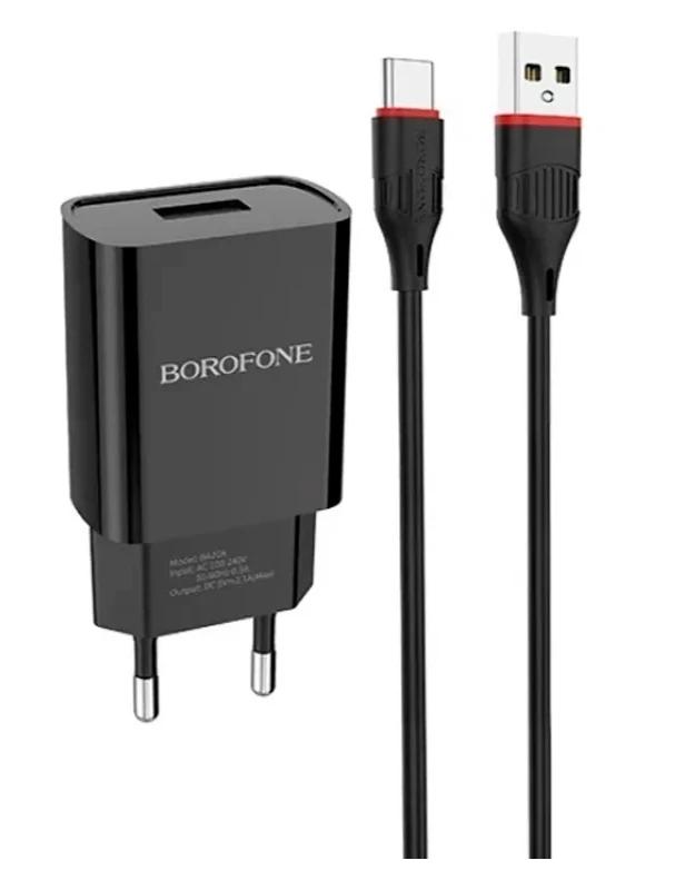 Сетевое зарядное устройство USB Borofone BA20A (10.5W, кабель Type-C) Черный