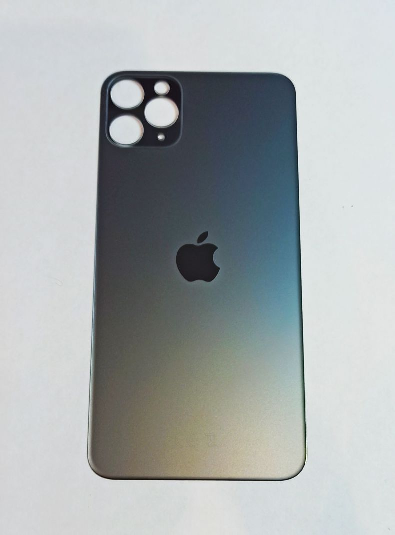 Задняя крышка для iPhone 11 PRO MAX серый (стекло, широкий вырез под камеру, логотип)