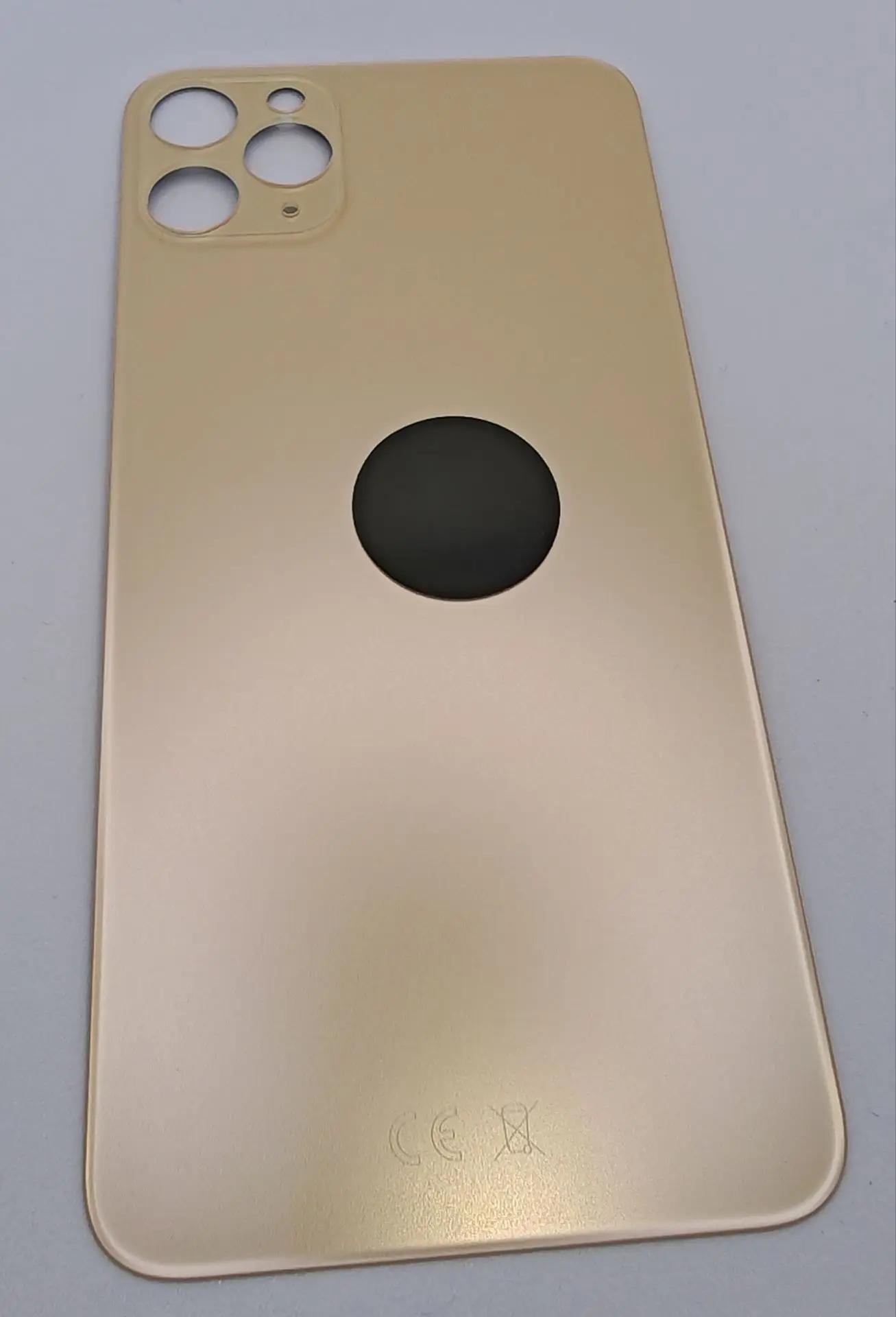 Задняя крышка для iPhone 11 Pro Max Золото (стекло, монолит, широкий вырез под камеру, логотип) – OR
