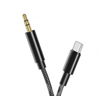Кабель AUX “3,5 мм” Jack – Type-C XO NB-R211B (оплетка ткань) Черный